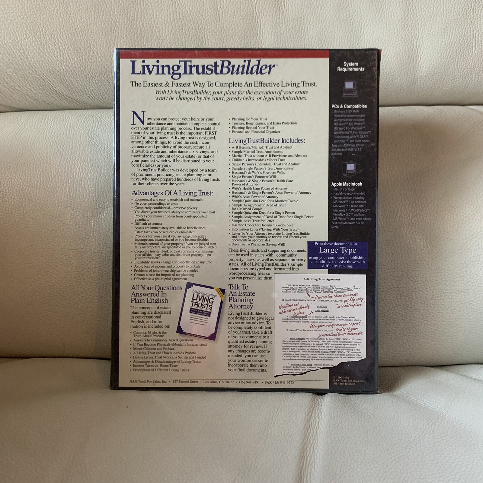 Vintage 1992 Jian Living Trust Video Dos Windows Estate Planning
