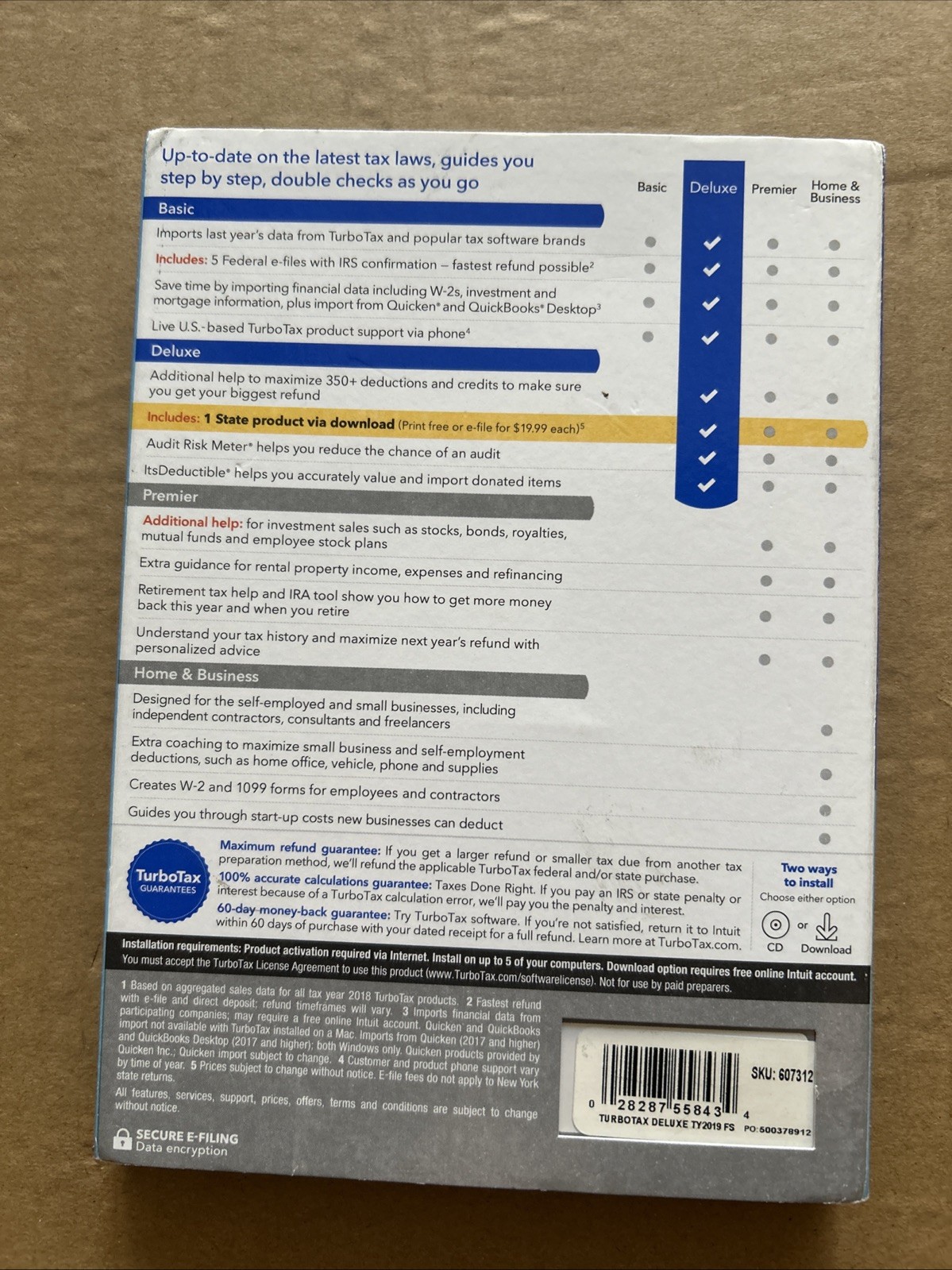 Turbotax Deluxe + State 2019