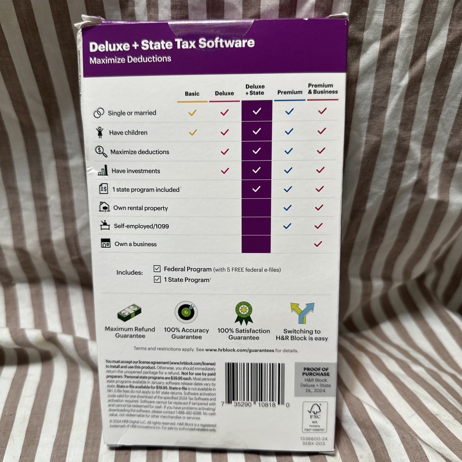 NEW H&R Block Tax Software Deluxe + State 2024 PC / Mac Key Card Download HR