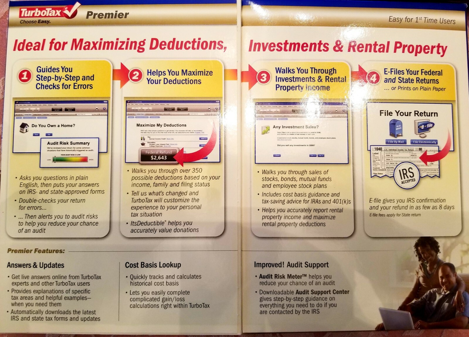 TurboTax Federal & State Premier Investments + Rental Property 2008 NEW in box