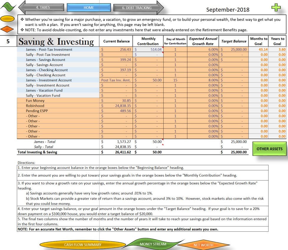 Financial Planner, Household Budget, Expense Track, Net Worth, Rich Dad Inspired