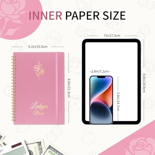 Accounting Ledger Book for Small Business Bookkeeping Medium(8.4″ x 6.1″ ) Pink