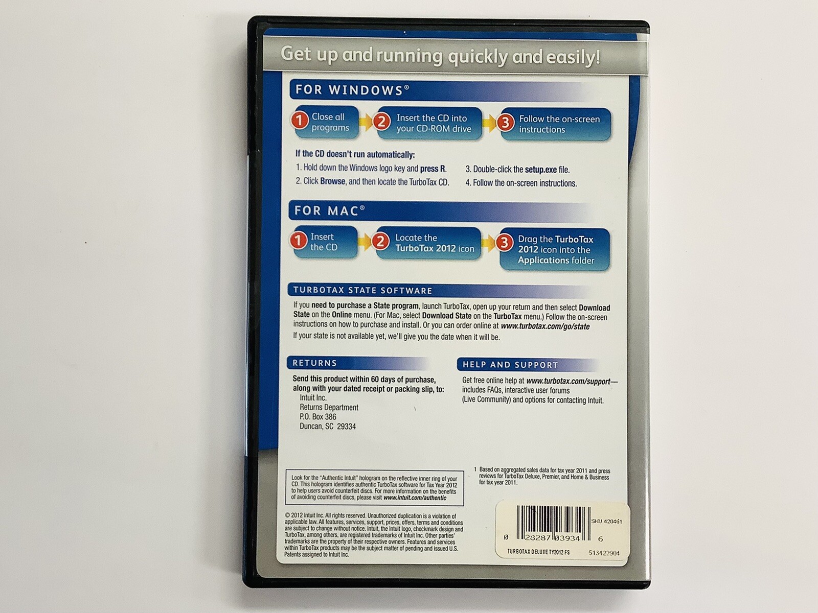 “BRAND NEW” TurboTax 2012 Deluxe. Federal and State + Federal E-file (Win/Mac)