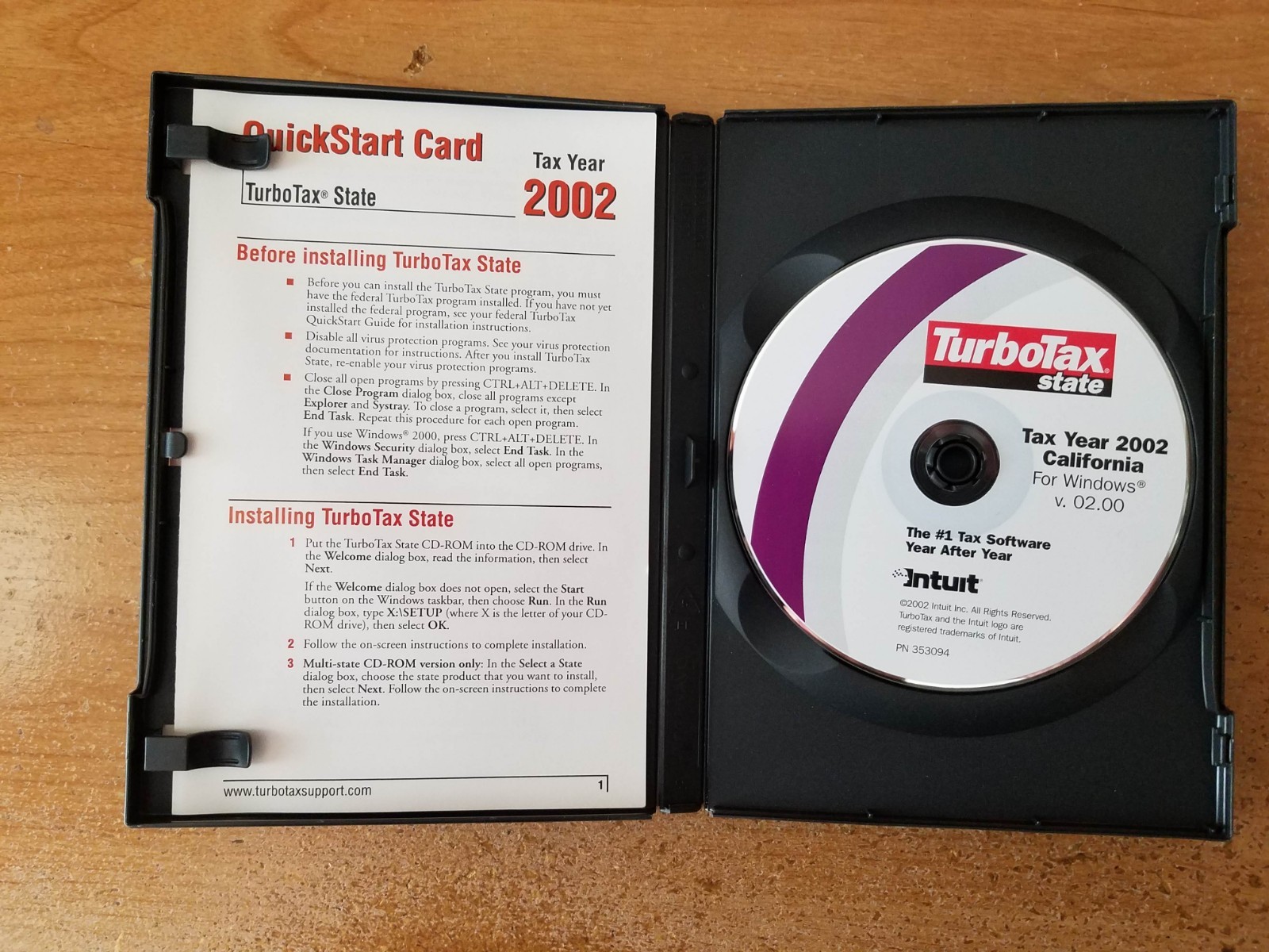 Intuit TurboTax State of California 2002 Windows
