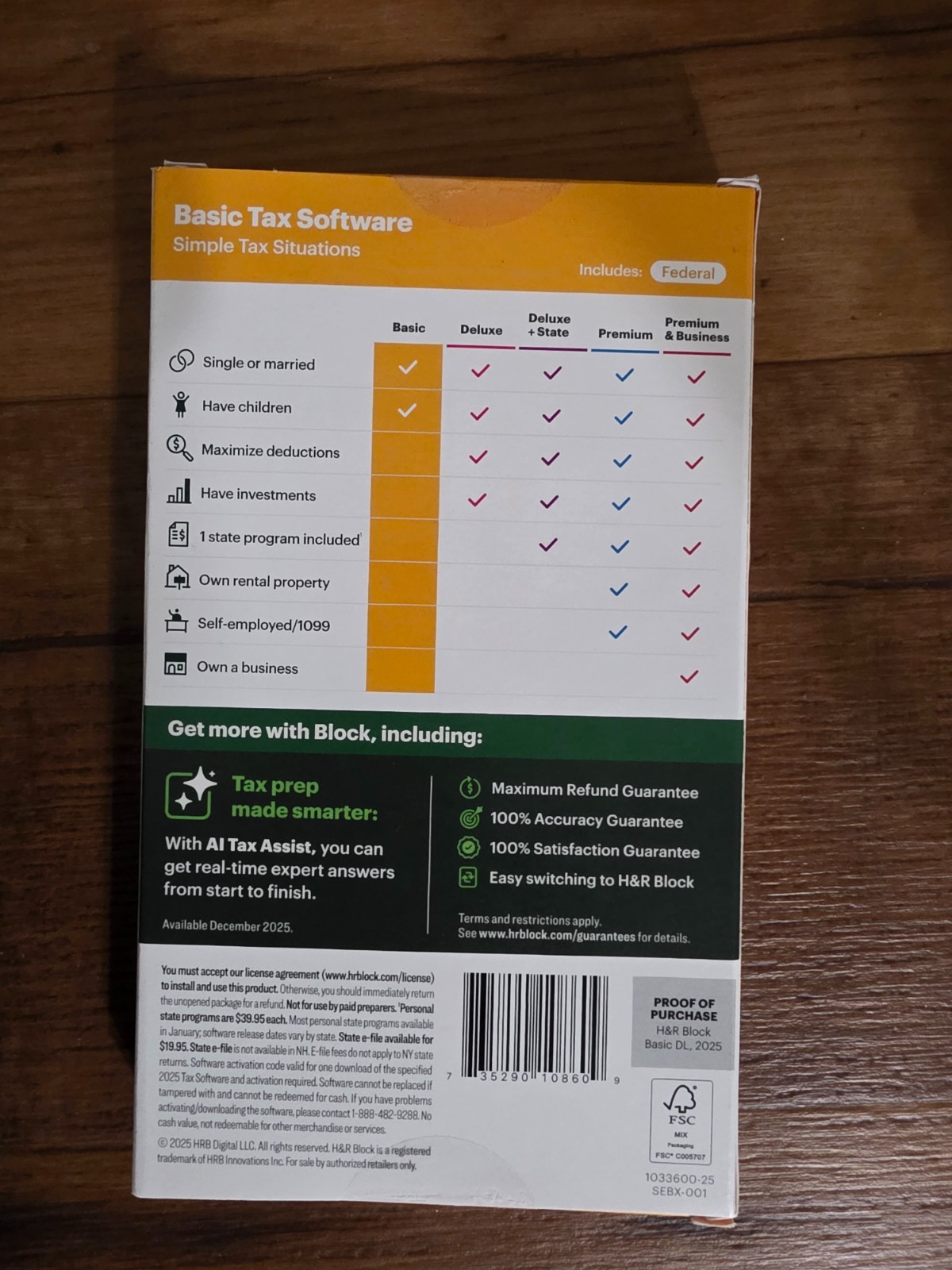 H&R Block Tax Software Basic 2025 PC/Mac NEW
