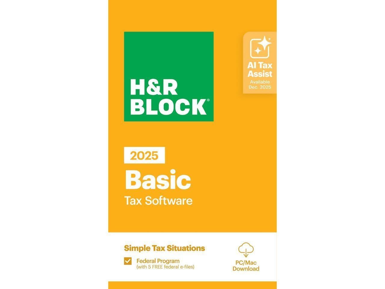H&R Block Basic Tax Software 2025 for Windows and Mac, Step-by-Step Guidance,
