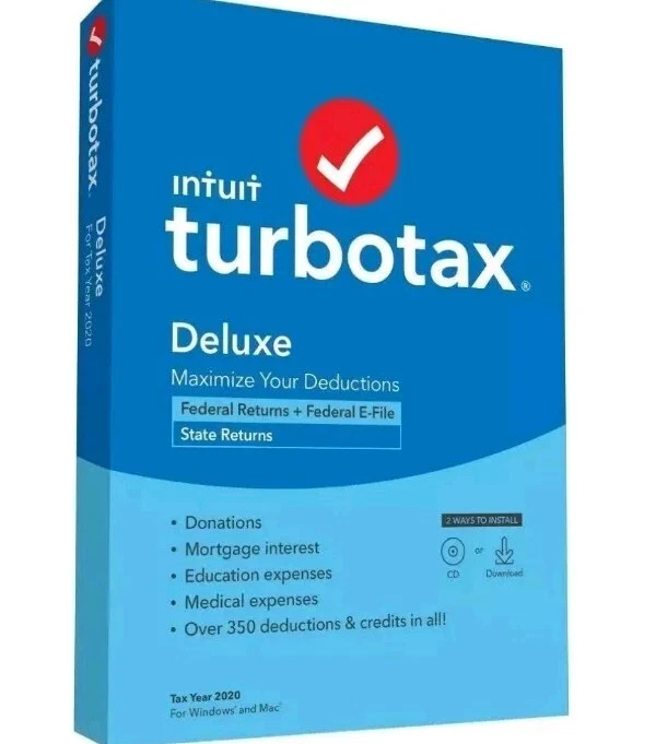 TurboTax Deluxe Fed & State Software 2020 NEW 2020 Tax Year