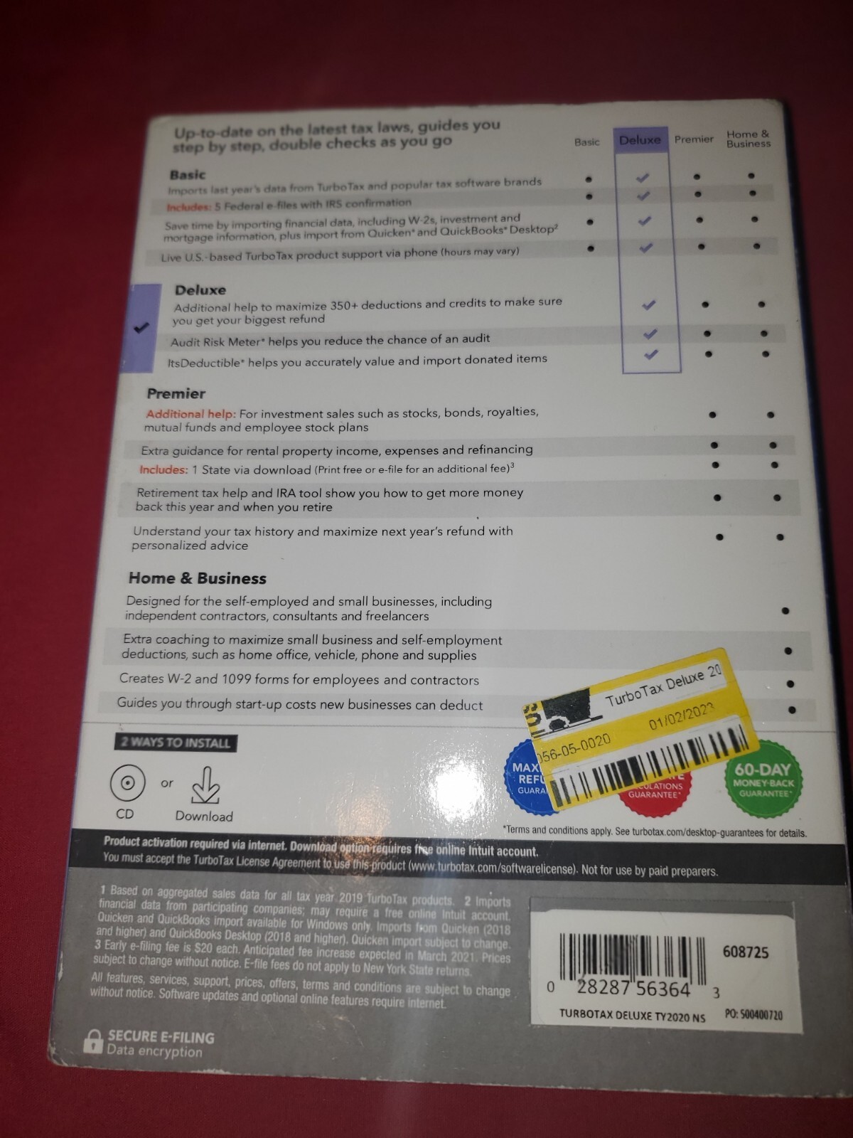 NEW SEALED INTUIT TURBOTAX DELUXE TAX YEAR 2020 STATE TAXES NOT INCLUDED