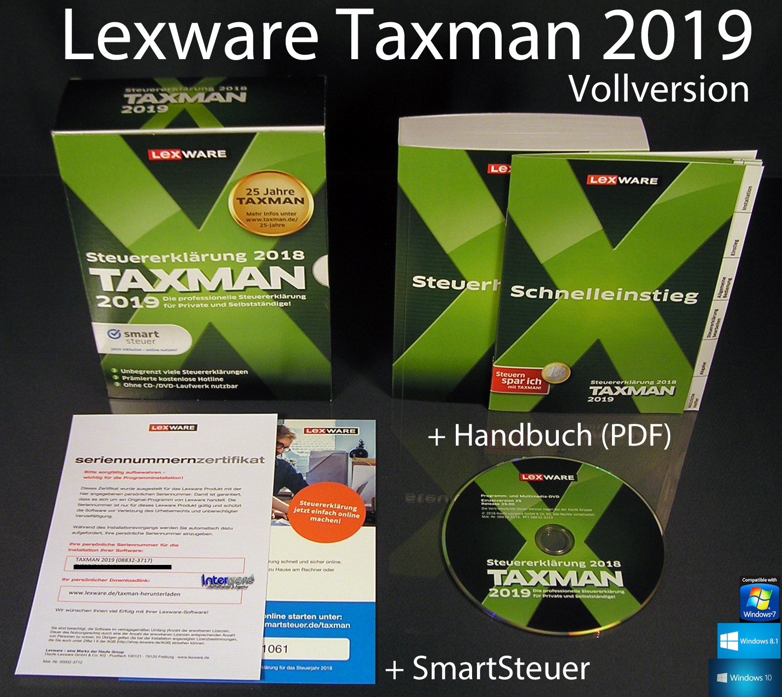 Lexware Taxman 2019 Vollversion Box + DVD Steuerjahr 2018 + Steuerhandbuch NEU