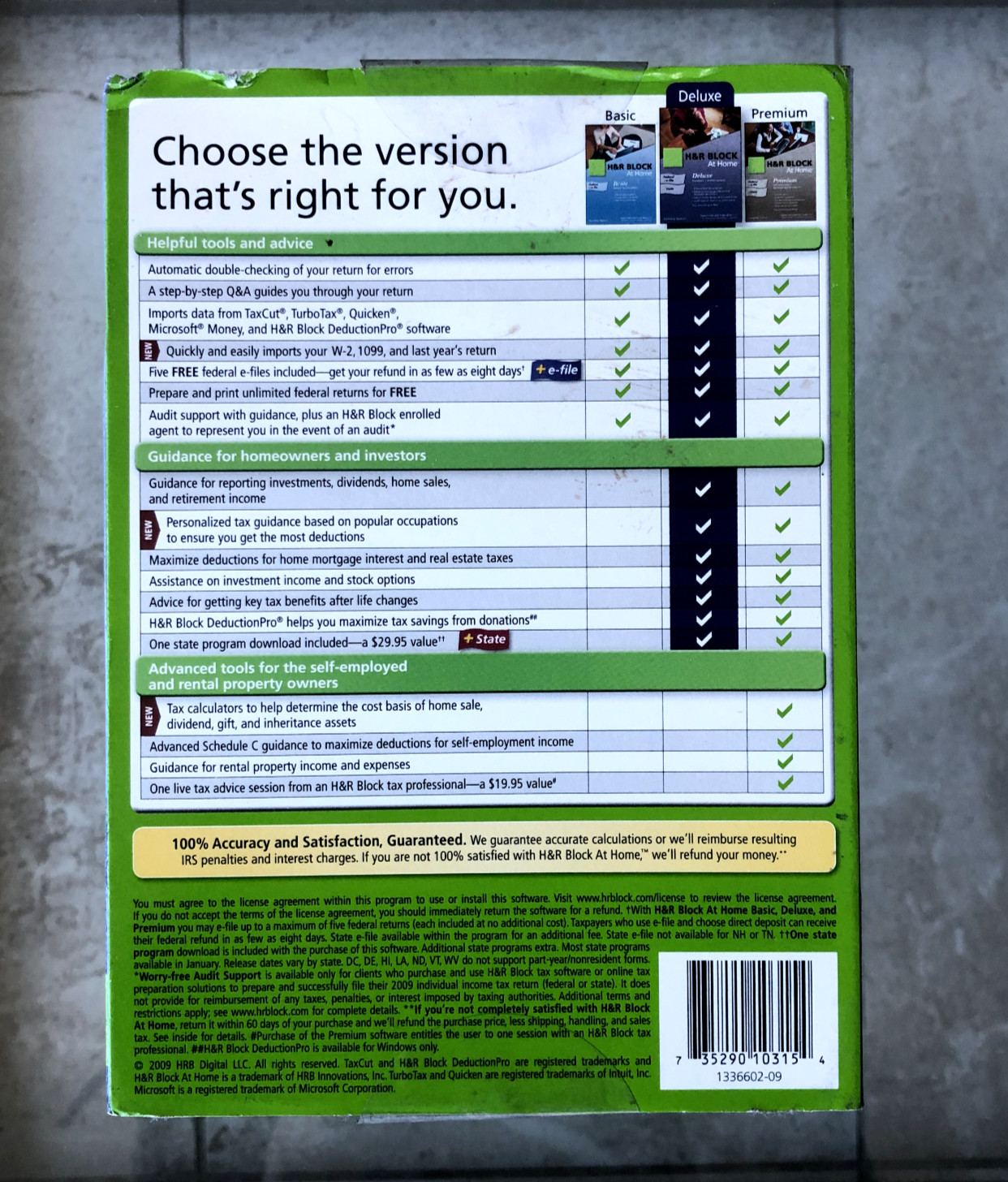 H&R Block at Home 2009 Deluxe Investors/Homeowners for Windows & MAC