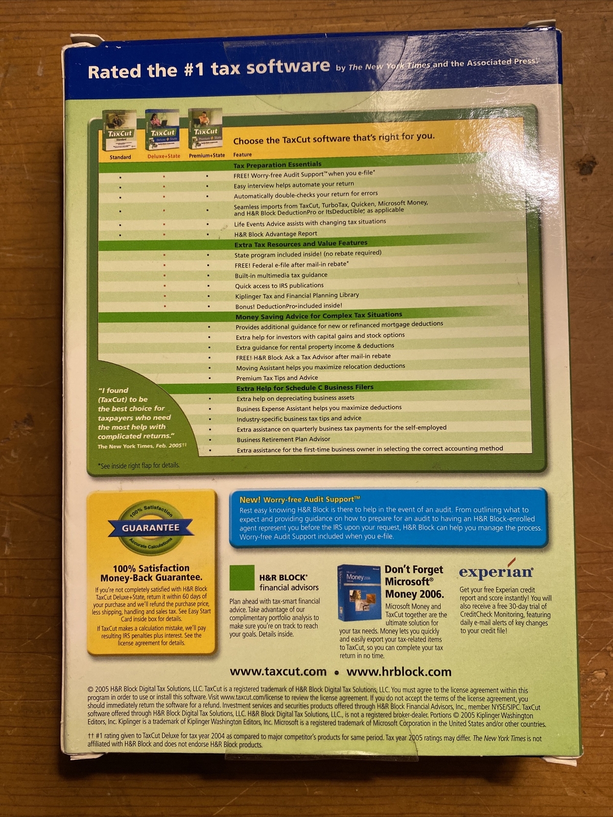 H&R Block Tax Cut Deluxe + State, 2005 Excellent CD Set Tax Prep,in Original Box