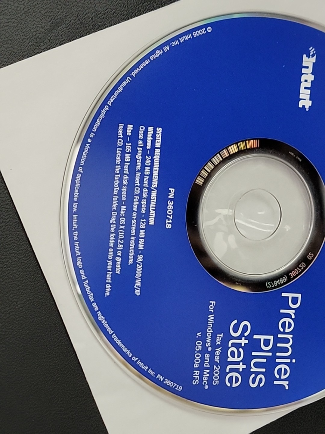 2005 Turbotax CDSoftware Premier Plus State CHECK Operating System Compatibility