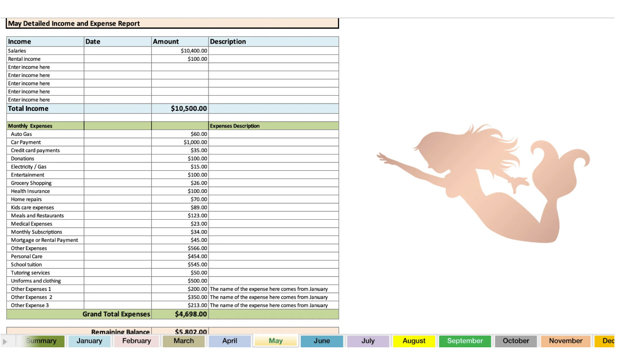Rose Gold Mermaid | Dave Ramsey-Inspired Budget | Digital Download