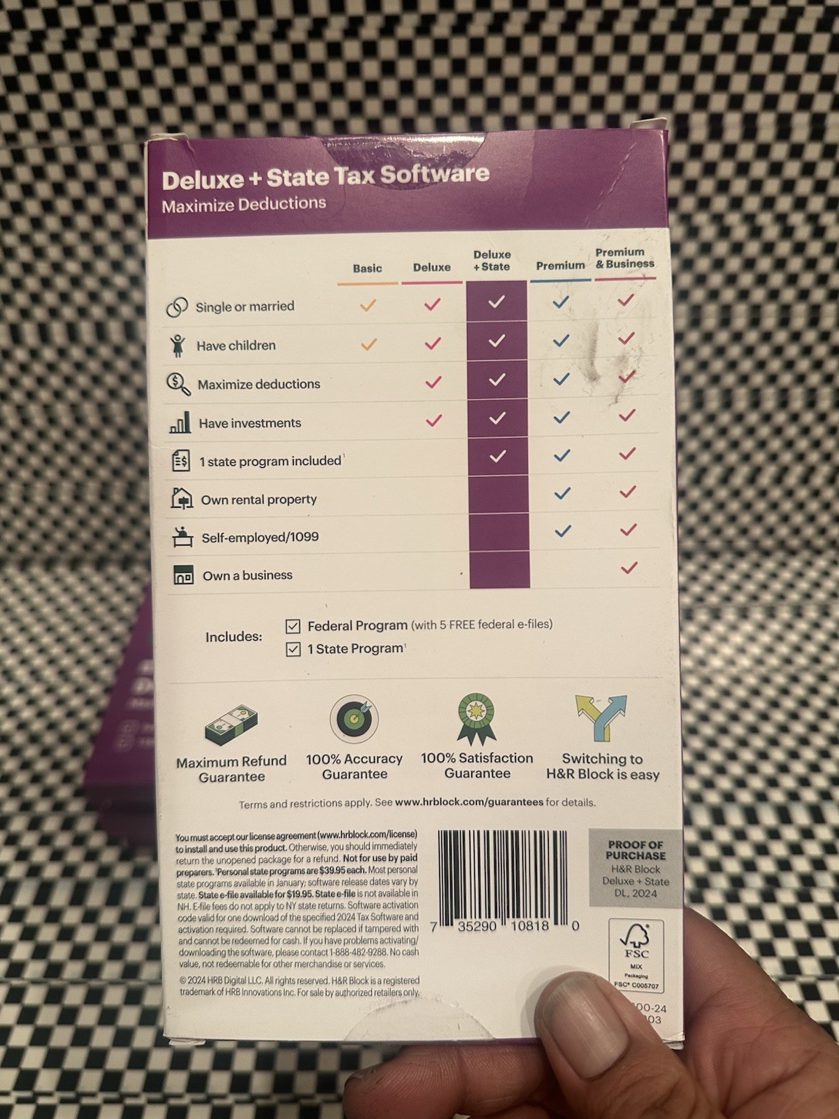 NEW H&R Block Tax Software Deluxe + State 2024 PC/Mac
