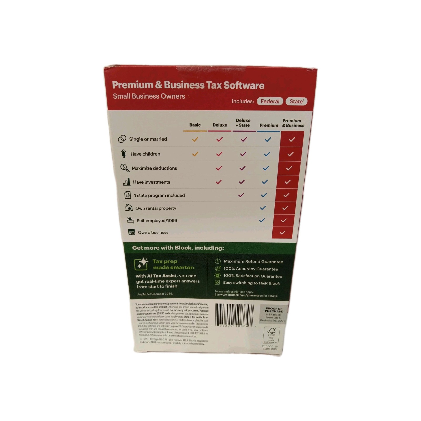 New 2025 H&R Block Premium & Business Software (Small Businesses Ownwers) PC/