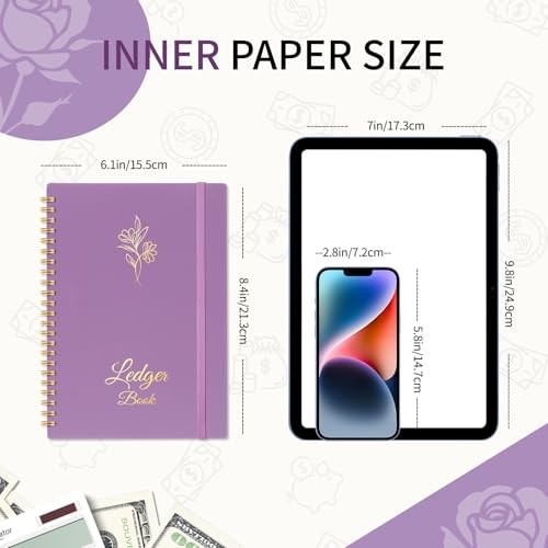 Accounting Ledger Book for Small Business Medium(8.4″ x 6.1″ ) Purple