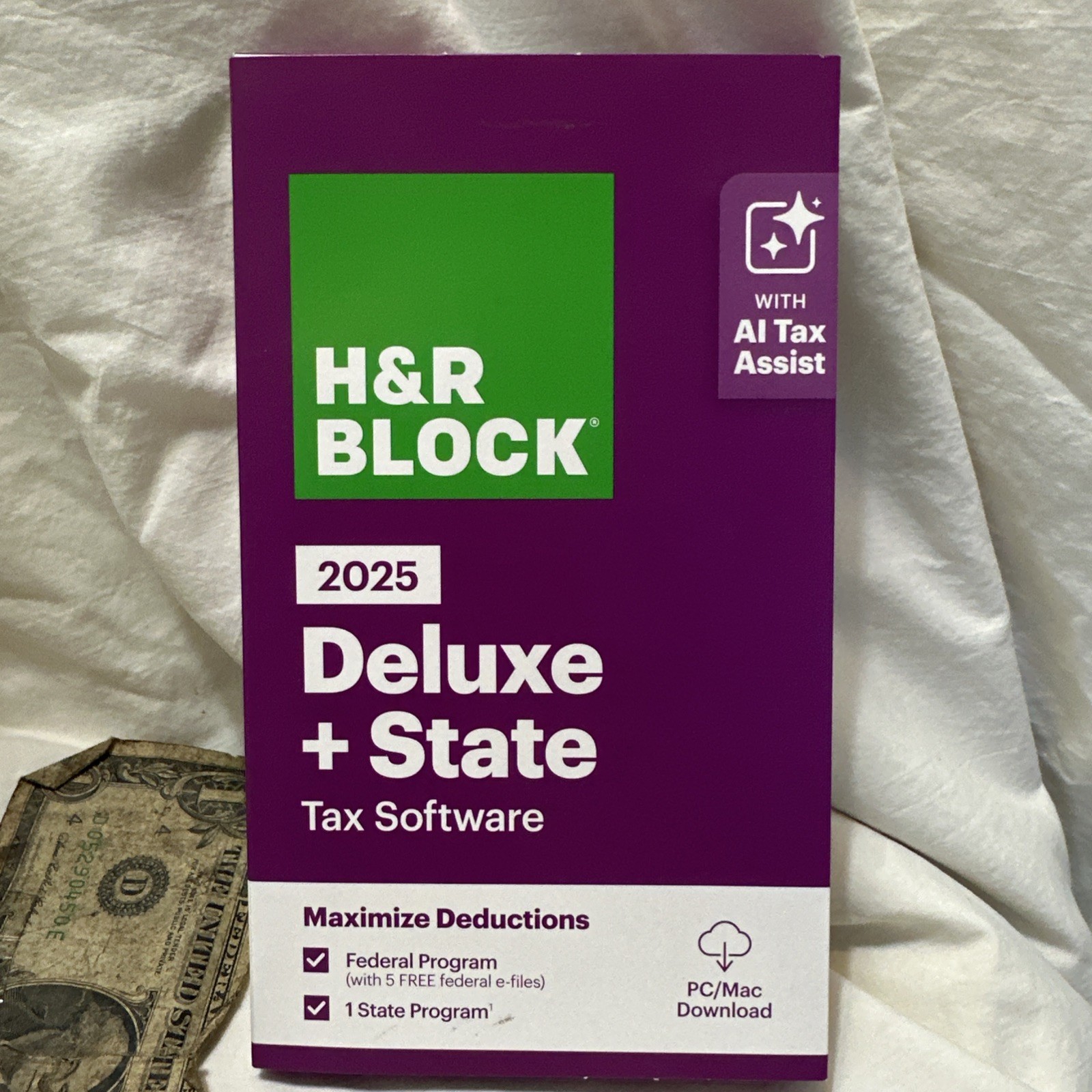 H&R Block Tax Software Deluxe + State 2025 Key Card PC / MAC USA Turbotax