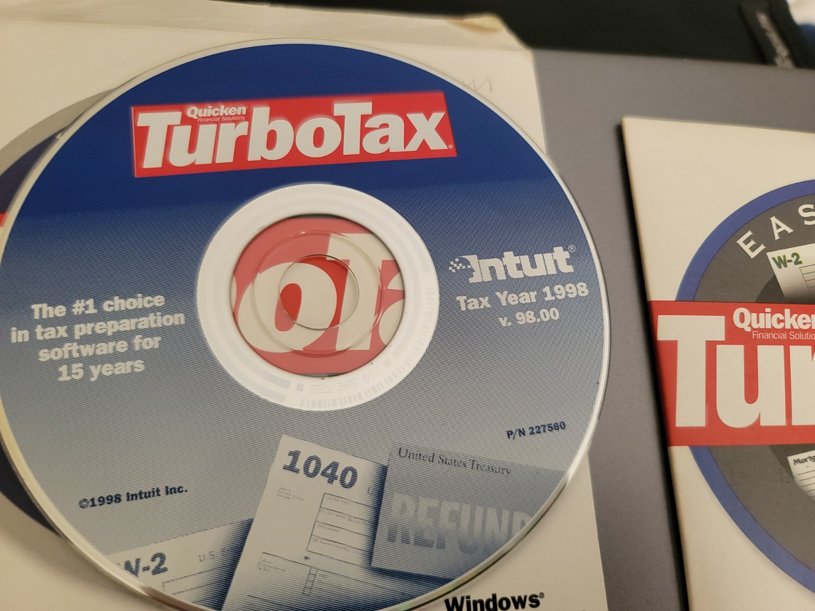 TurboTax 1998 Federal Tax Return Windows and California State CDs + Quicken 98