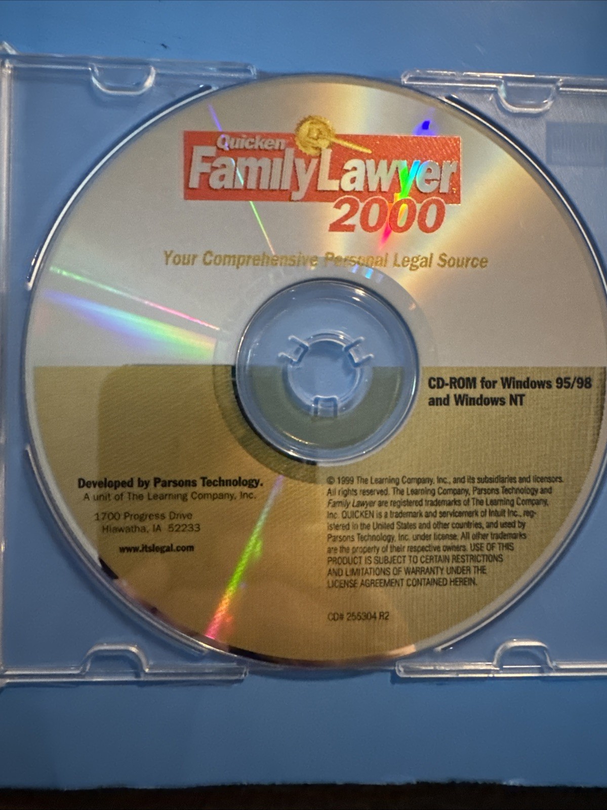 QUICKEN FAMILY LAWYER 2000 Disc SOFTWARE CD disc only untested