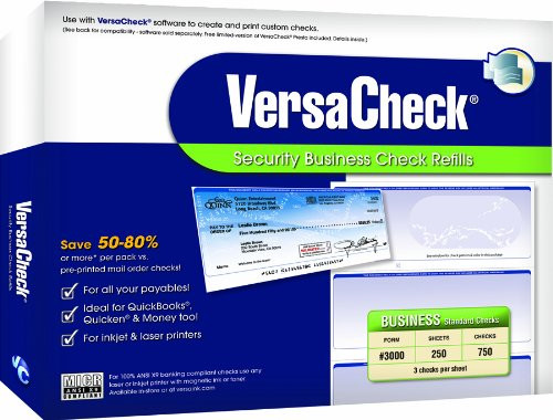 VersaCheck Security Business Check Refills: Form #3000 Standard – Blue -Prestige