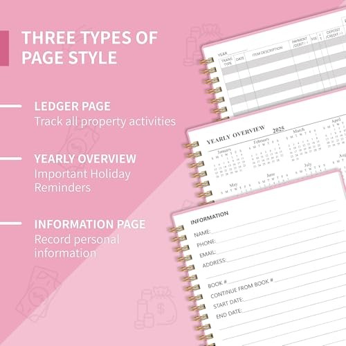 Accounting Ledger Book for Small Business Bookkeeping Medium(8.4″ x 6.1″ ) Pink