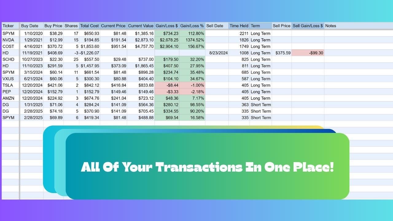 Simple Portfolio Tracker – Google Sheets Investment Allocation Spreadsheet