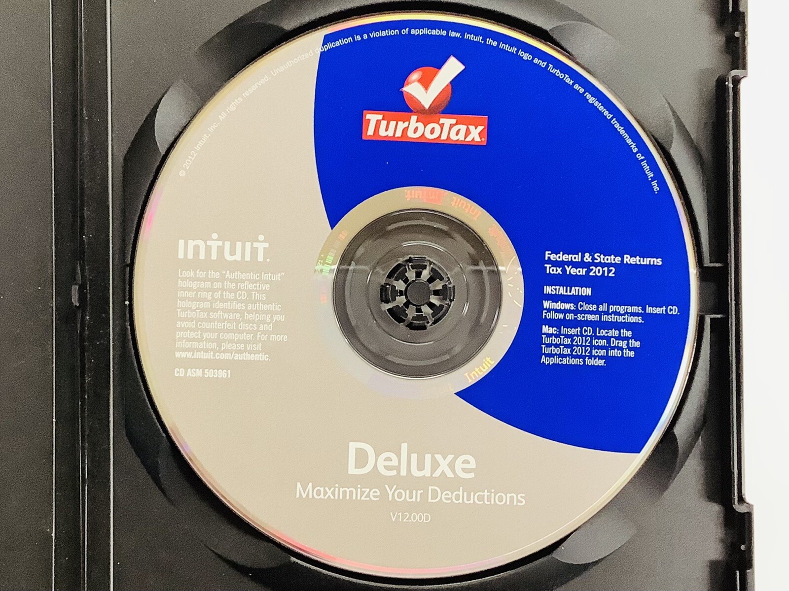 Turbotax 2012 Deluxe. Federal and State + Federal E-file (Win/Mac) (G)