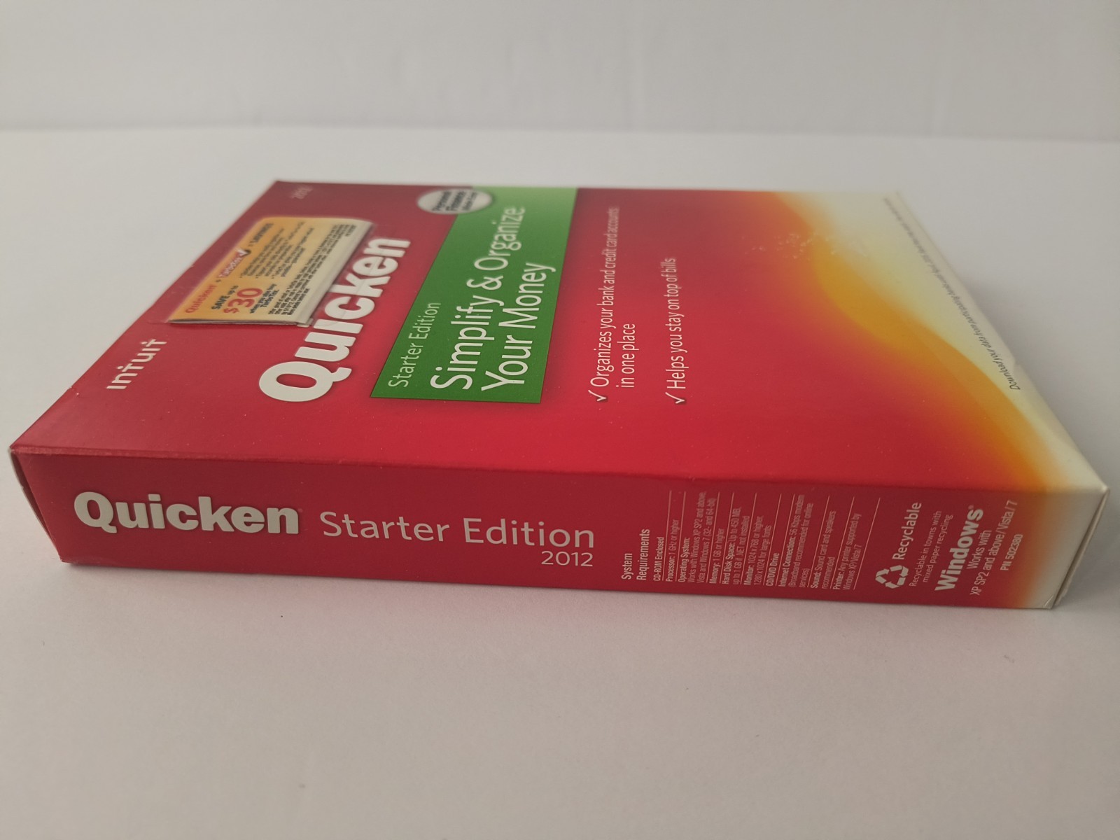 Intuit Quicken Starter Edition 2012 Windows XP/ SP2 & Up/Vista/ 7 NEW SEALED