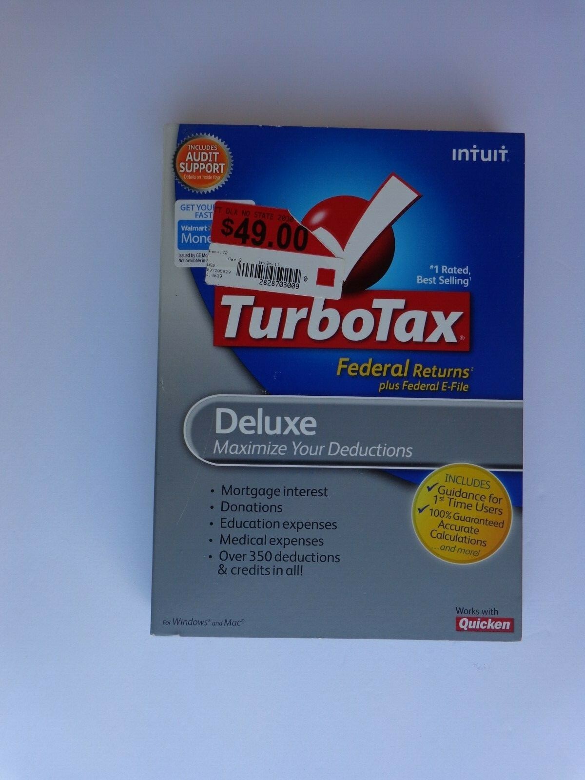Turbo Tax Deluxe 2010 Federal Returns plus Federal E-File – PC/Mac