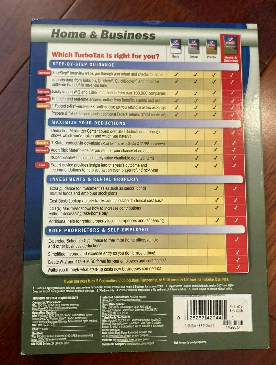 2008 Turbotax Home & Business Federal & State CD PERSONAL & SMALL BUSINESS