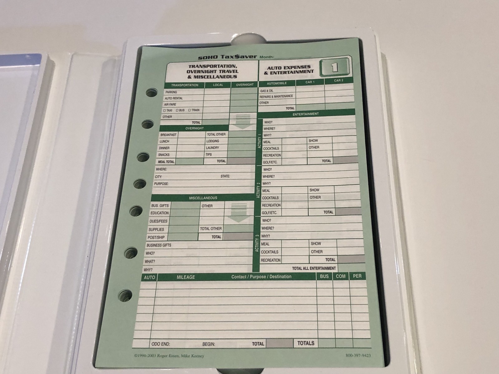 SOHO Taxsaver 3.1 Deluxe 2003 IRS Compliant Tax Diary & PC Softare Daily Expense