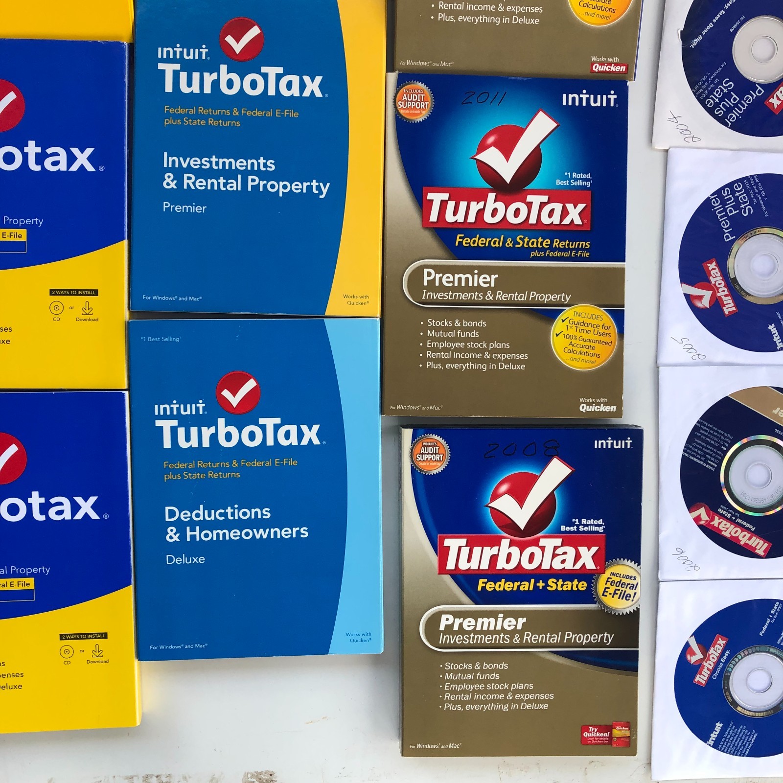Lot of 22 Intuit TurboTax Home & Business Tax Software Mac & Windows 2002-2023