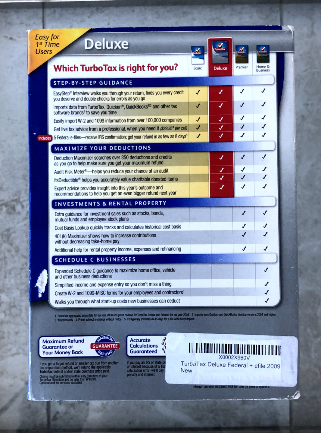 TurboTax Deluxe Federal + E-File 2009 for Windows & MAC