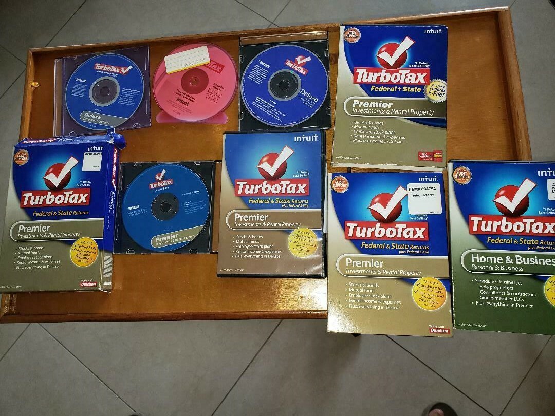 (TurboTax Deluxe 03,05), (Premier 07 08, 09 10 12 13,14), (15,11,16 business)