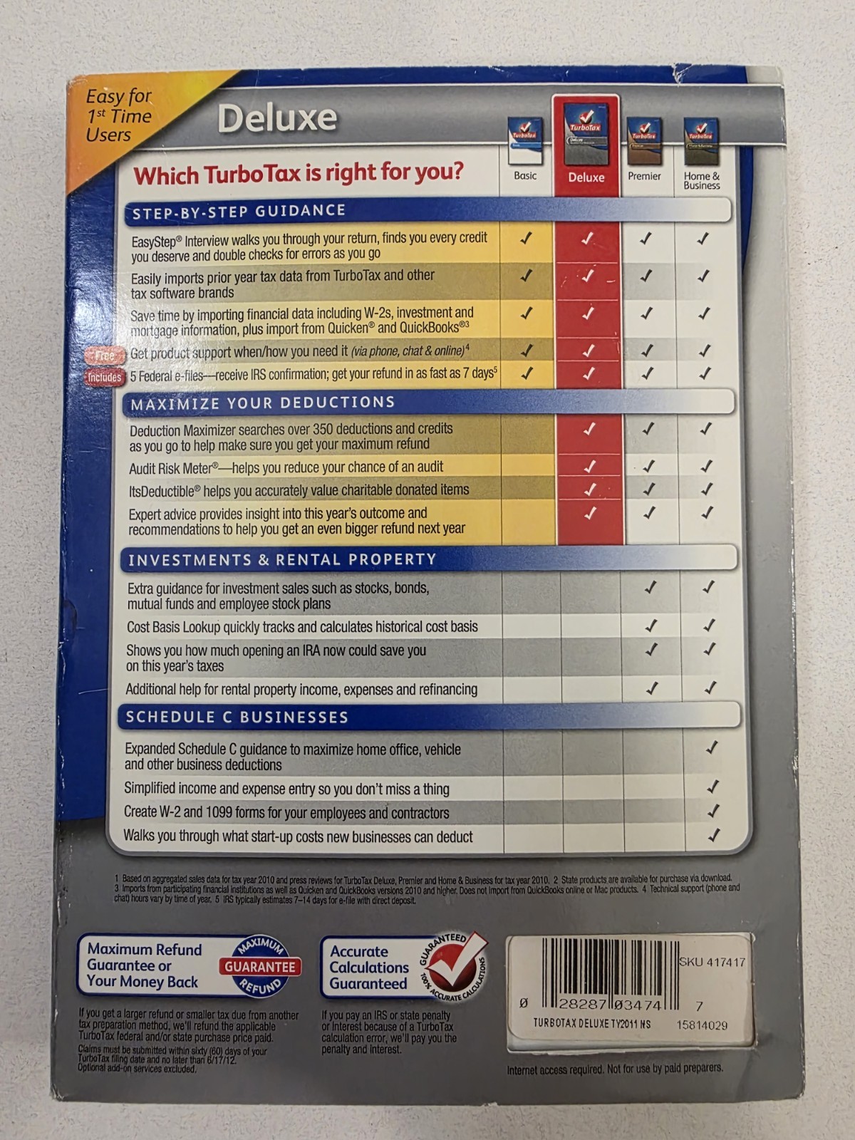 2011 TurboTax Deluxe Federal + Efile-Used