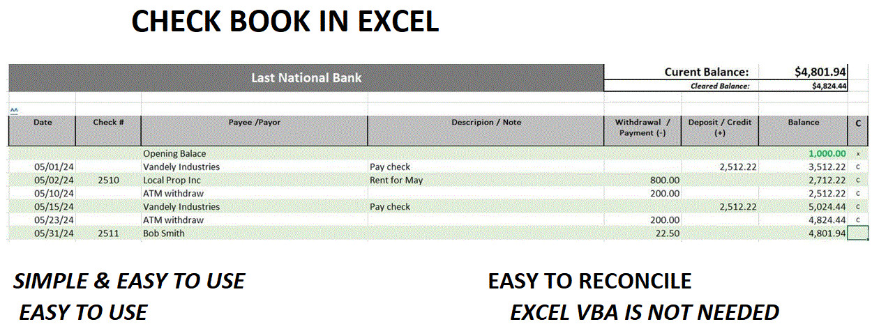 Bank Book in Excel – replace those old paper bank books with this!