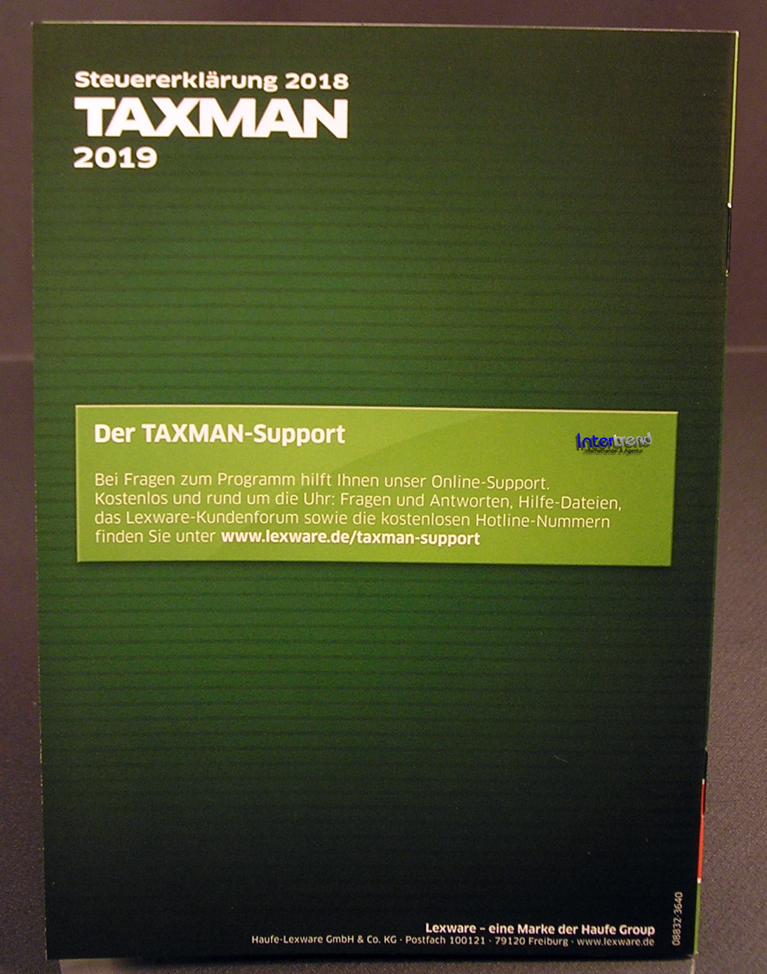 Lexware Taxman 2019 Vollversion Box + DVD Steuerjahr 2018 + Steuerhandbuch NEU