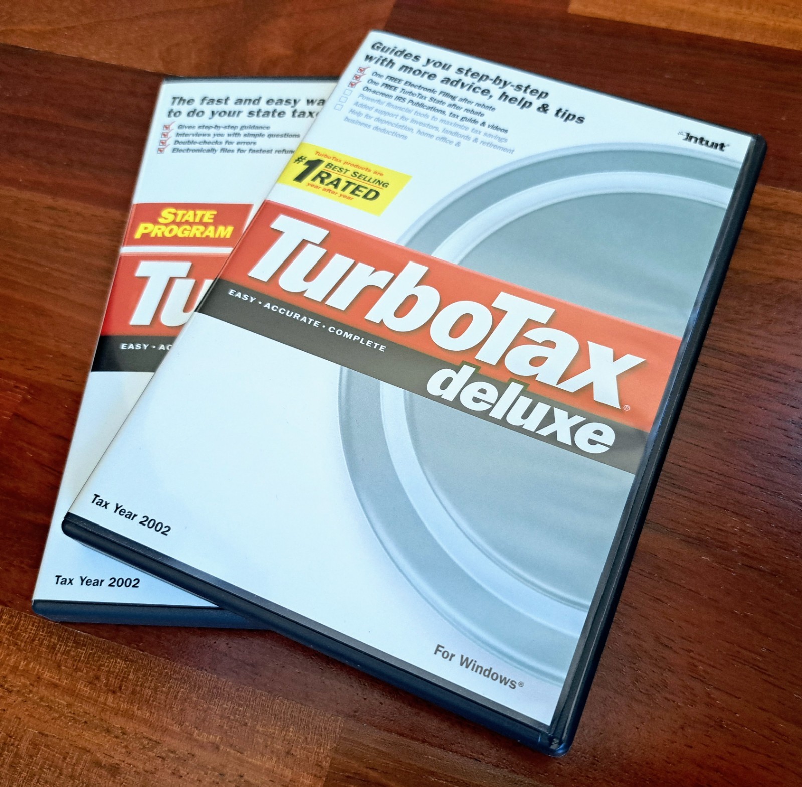 TurboTax Deluxe Software, 2002 Tax Year, Federal and State Tax CDs, Intuit