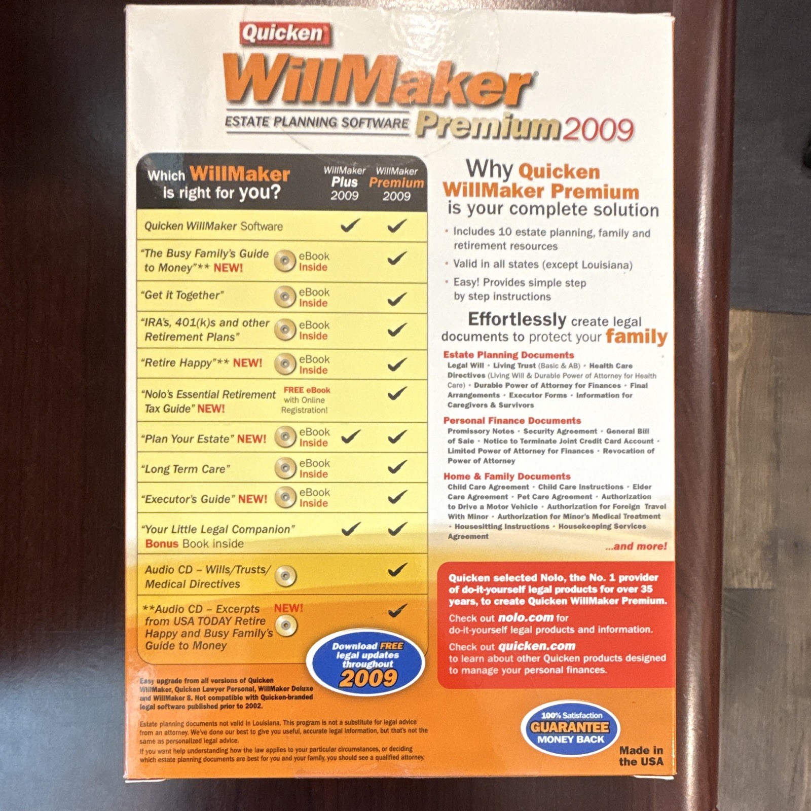 Quicken WillMaker Premium 2009 Home Legal Estate Planning Software CD Windows