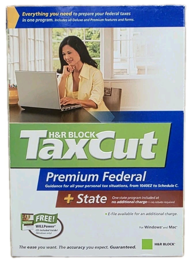 H&R Block Tax Cut Premium Federal + State 2006 Windows and Mac CD New – #174a