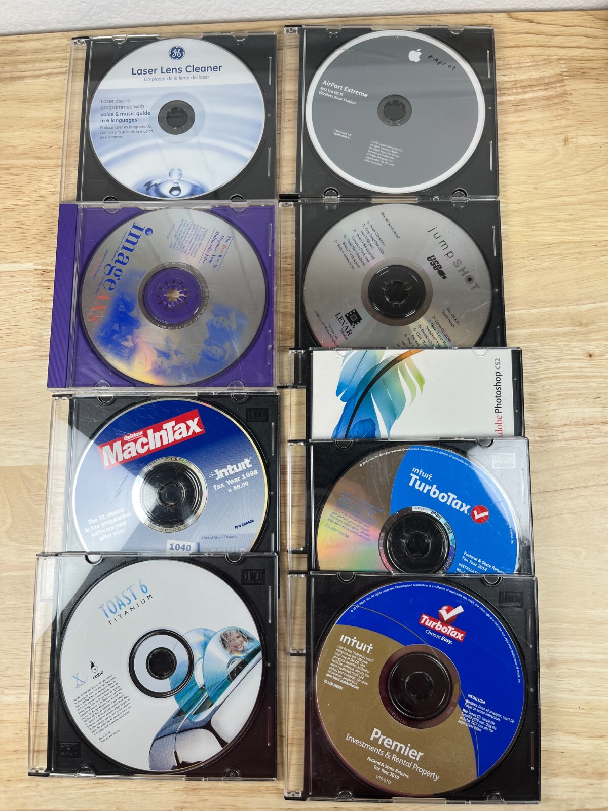 Lot of 19 Vintage Mac/Windows Software Discs Turbotax, Windows, Adobe, Etc.