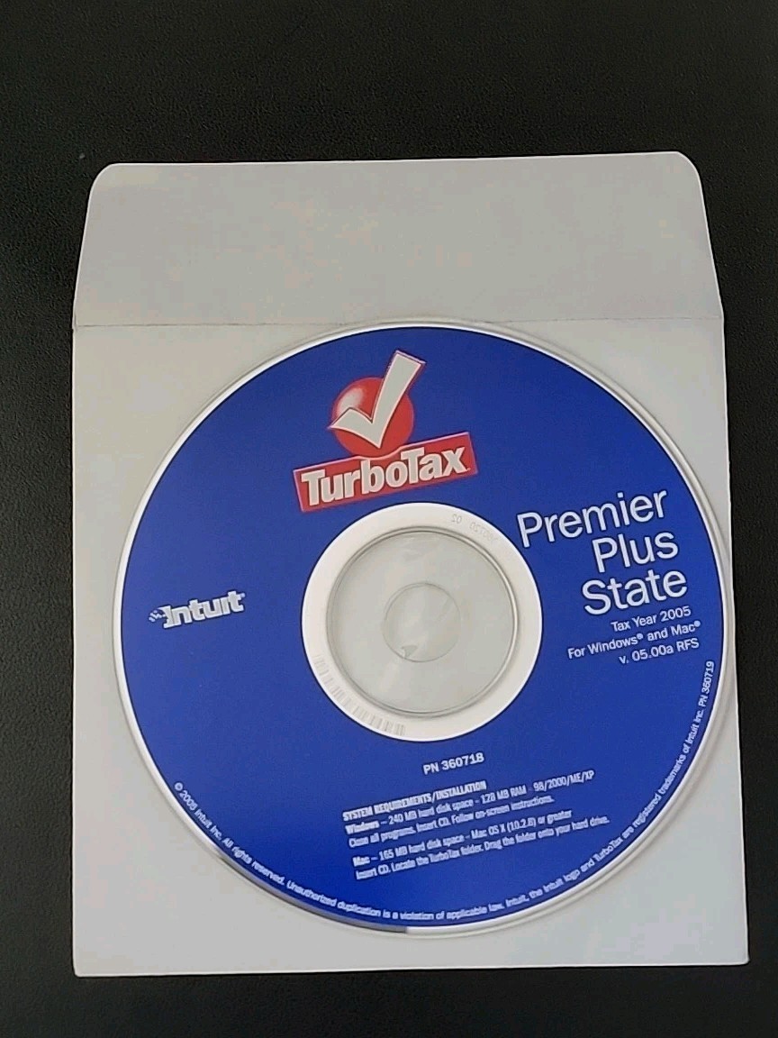 2005 Turbotax CDSoftware Premier Plus State CHECK Operating System Compatibility