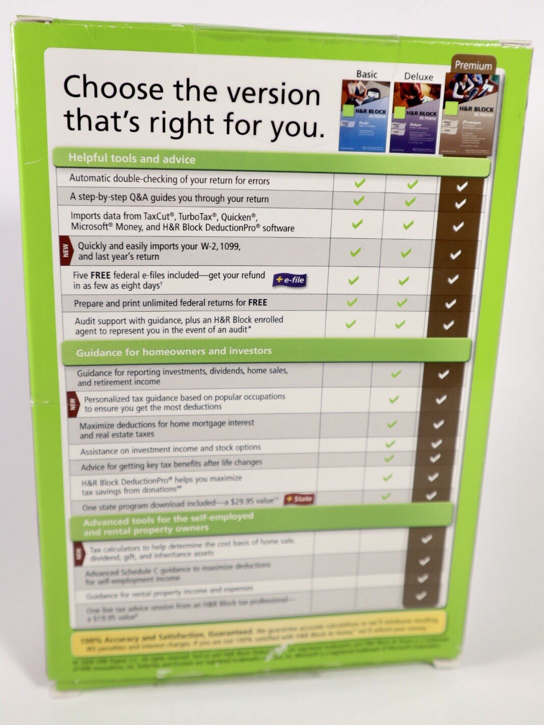 H&R Block At Home 2009 Premium Federal + State + eFile PC MAC CD past tax audit