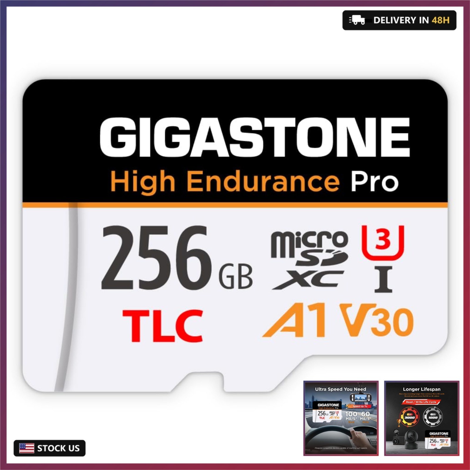 【5 Yrs Free Data Recovery】【Dash Cam】 GIGASTONE 256GB Micro SD Card, TLC High End