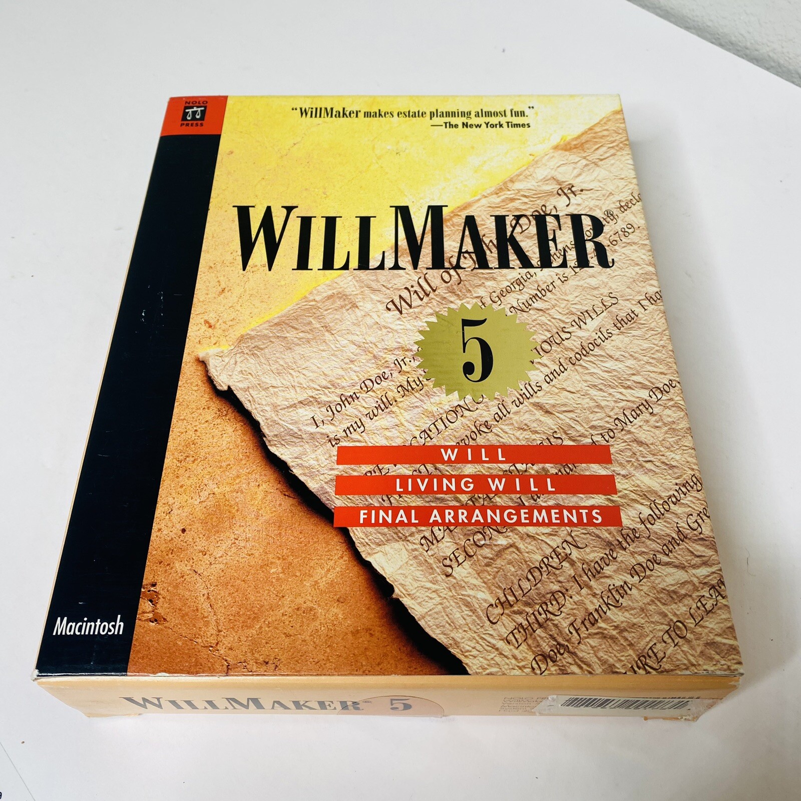 Nolo WillMaker 5 Vtg Software New Sealed NOS Macintosh