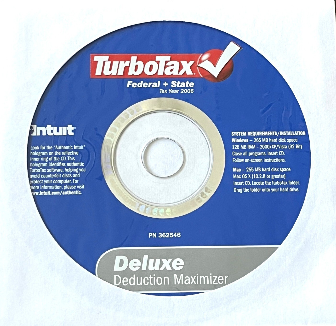 TurboTax Deluxe + State Tax Years 2005; 2006; 2007; 2008; 2009 – Windows & MAC
