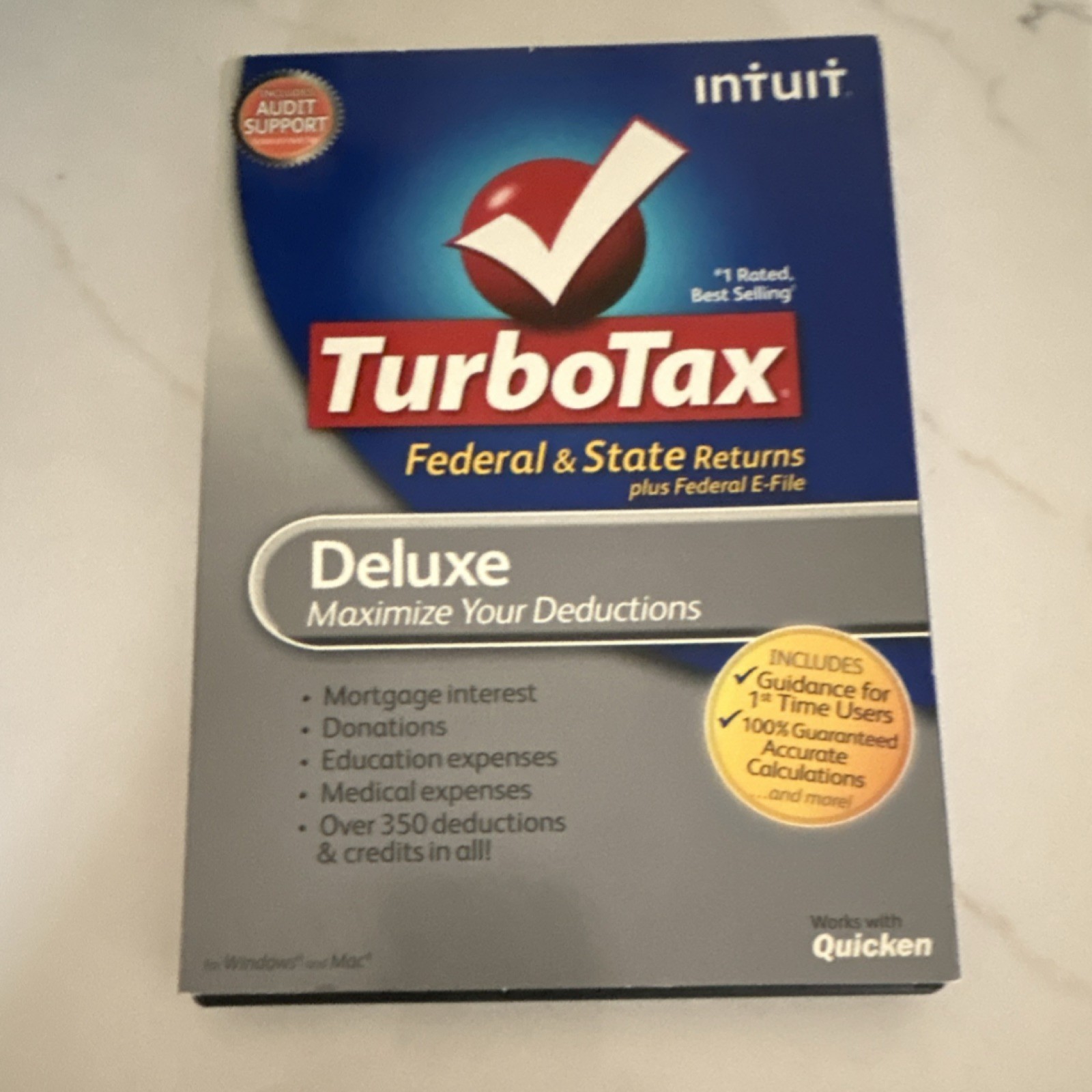 Intuit TurboTax Deluxe Tax Preparation Federal & State CD Windows & Mac 2012