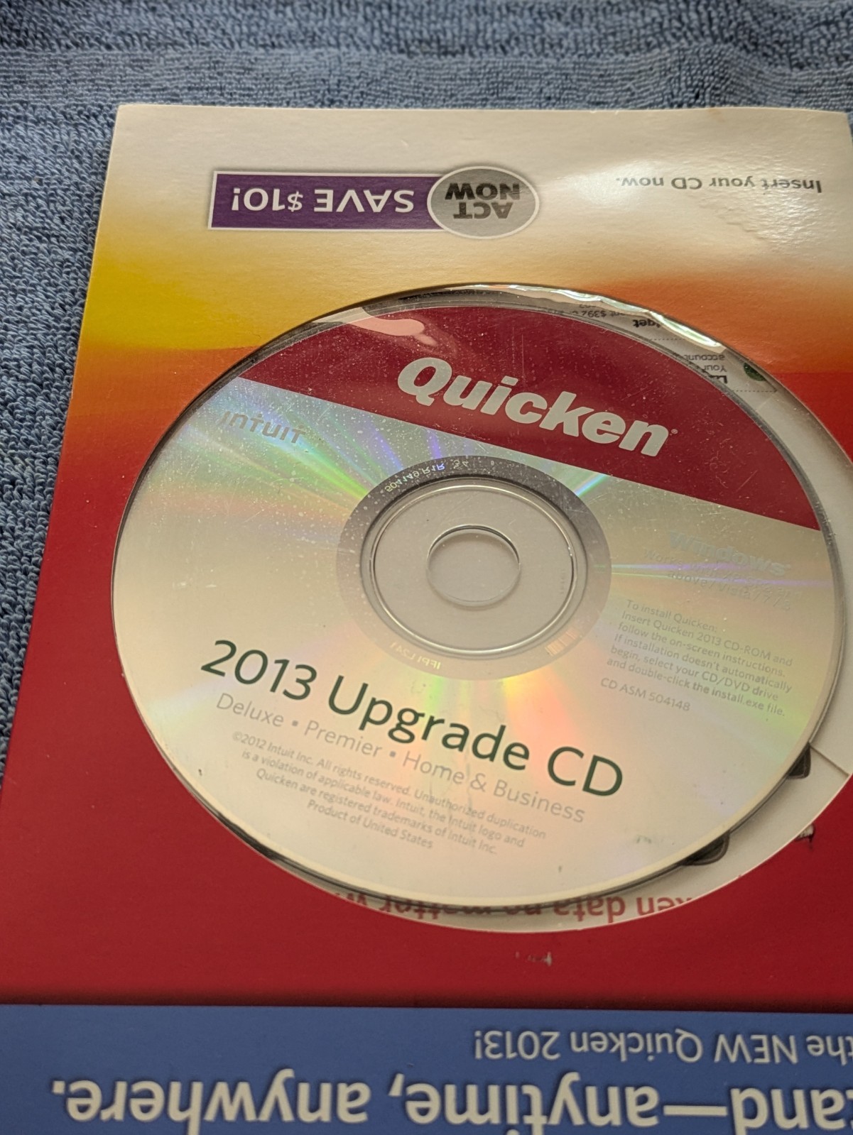 Quicken Intuit 2013 Upgrade CD