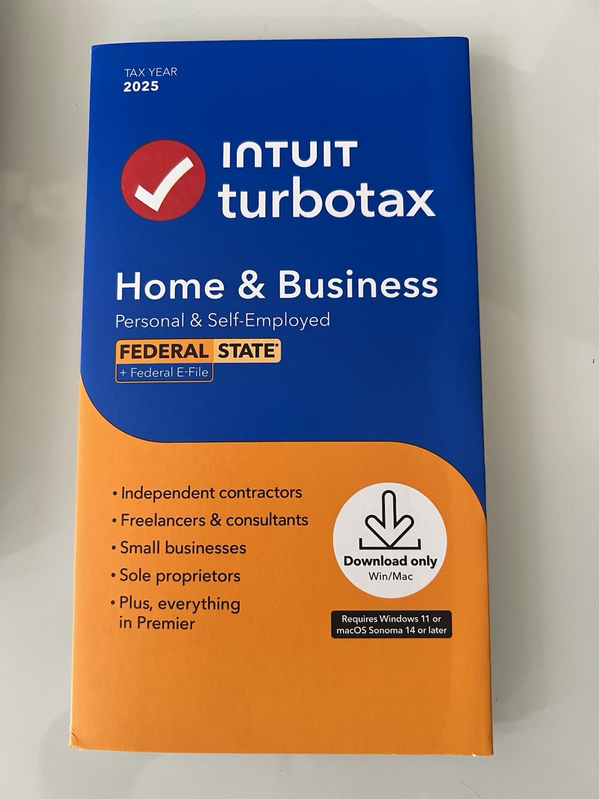 2025 TurboTax Home & Business Fed/State, Win/Mac. No CD, Physical License Key.