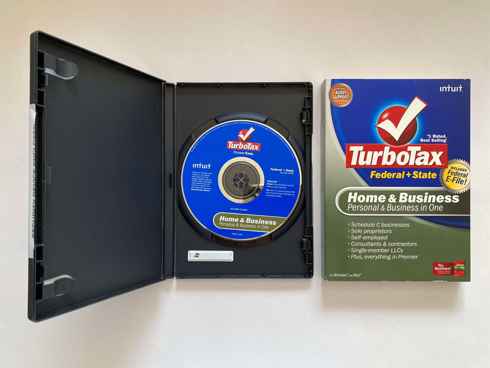 2008 TurboTax Home & Business Windows & Mac CD Federal & State returns VERY GOOD